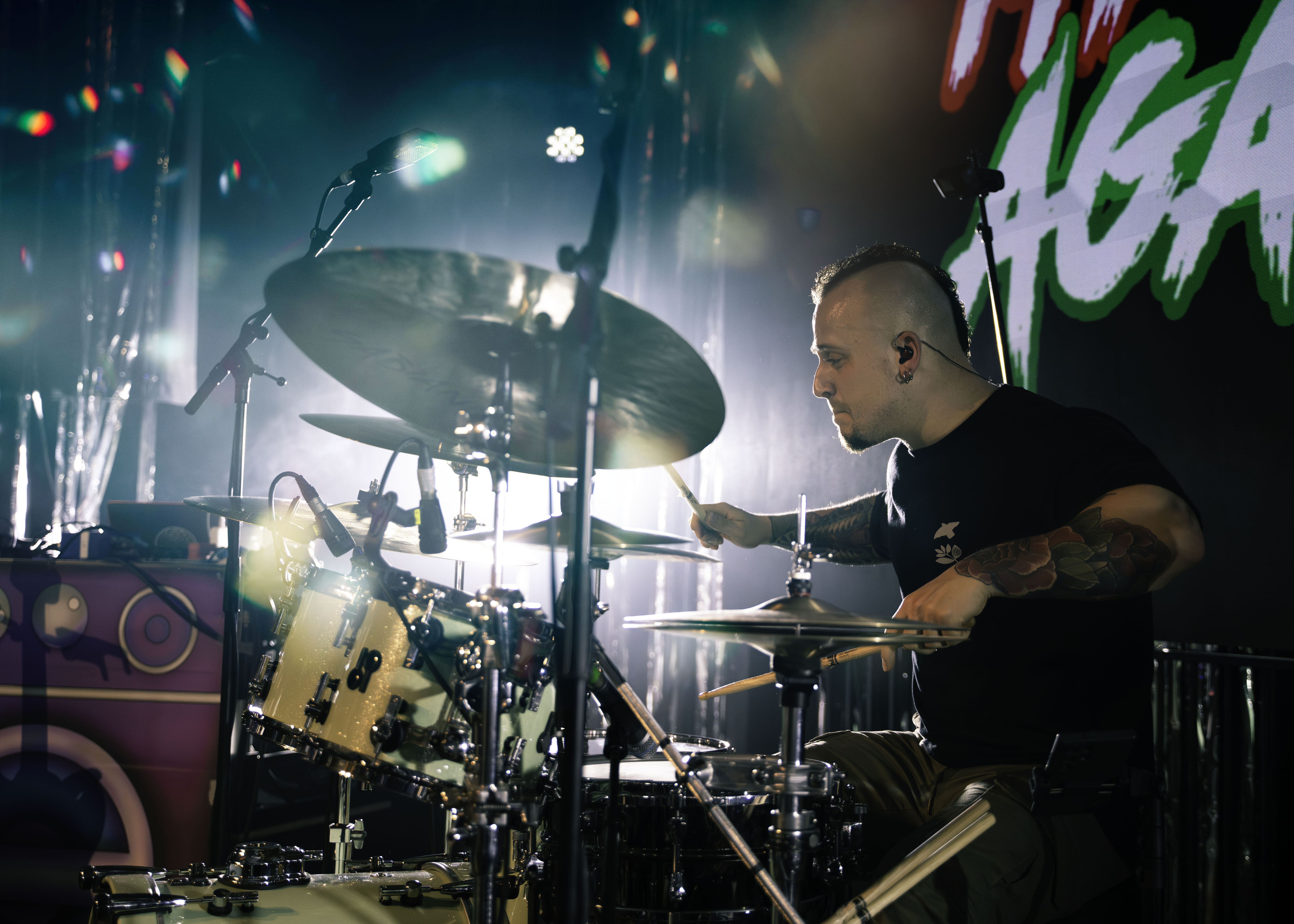 Band performing in low light